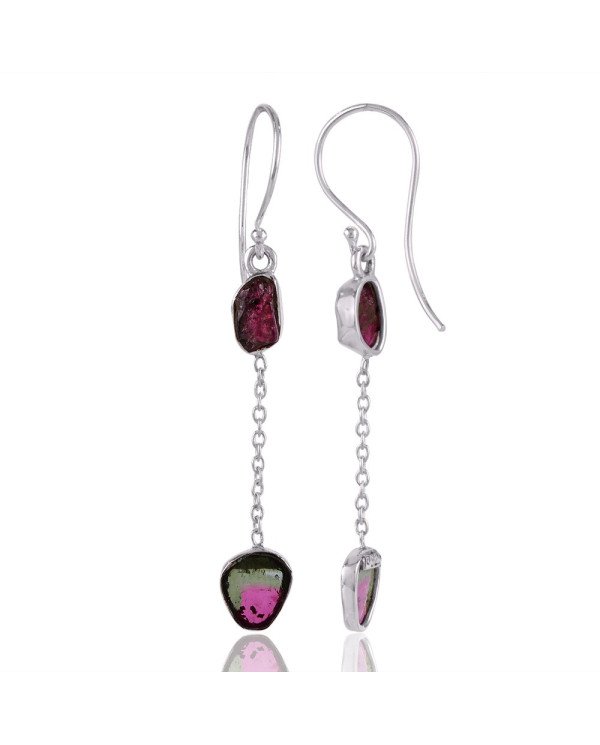 BUY NOW Watermelon Tourmaline 925 Silver Drop Dangle Earring
