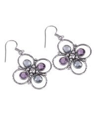 FAST SHIPPING Blue Topaz Amethyst Solid Silver Designer Earring