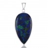 Azurite Malachite Sterling Silver Drop Pendant Necklace.