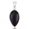 Earth Gemstone Nuummite and Solid Sterling Silver Pendant Necklace.