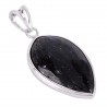 Earth Gemstone Nuummite and Solid Sterling Silver Pendant Necklace.