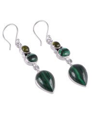 Green Stone Earring Idocrase Malachite Silver earrings for womens