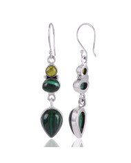 Green Stone Earring Idocrase Malachite Silver earrings for womens