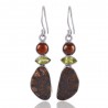 Ammonite Pearl and Peridot Sterling Silver Dangle earrings for womens