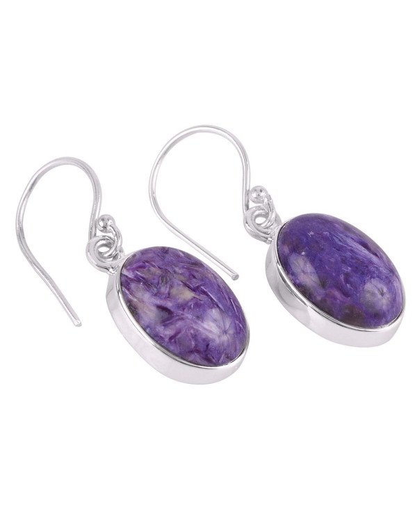 Charoite and Sterling Silver Simple small earrings for women