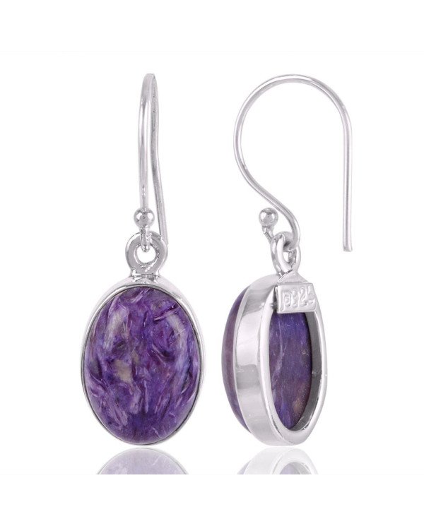 Charoite and Sterling Silver Simple small earrings for women