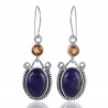 Lapis Lazuli Citrine Drop Sterling Silver cool earrings for women