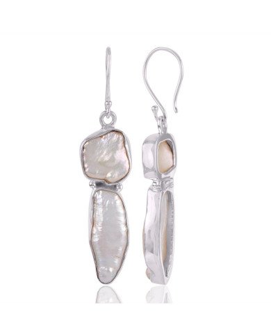 Natural Pearl And Biwa Pearl Gemstone 925 Sterling Silver Earring| Jewels Artisan