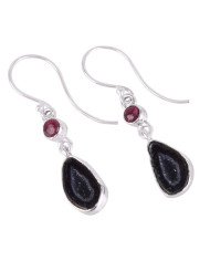 Coconut Druze Geode Tourmaline Silver Drop Dangle Earring for Womens