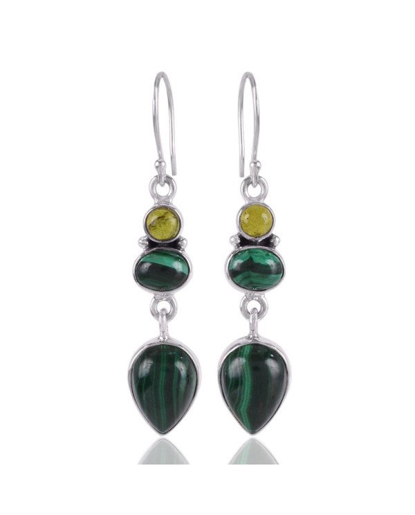 Green Stone Earring Idocrase Malachite Silver earrings for womens