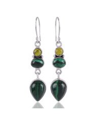 Green Stone Earring Idocrase Malachite Silver earrings for womens
