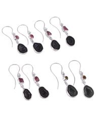 Coconut Druze Geode Tourmaline Silver Drop Dangle Earring for Womens