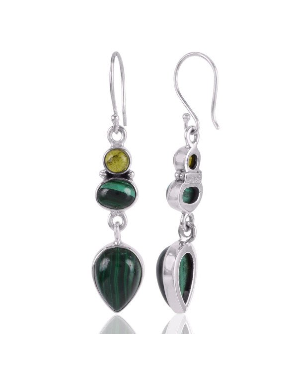 Green Stone Earring Idocrase Malachite Silver earrings for womens