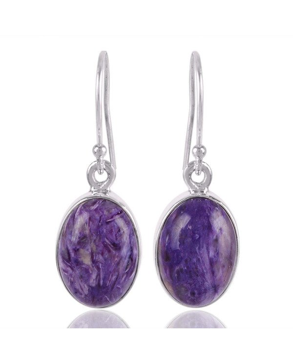 Charoite and Sterling Silver Simple small earrings for women