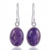 Charoite and Sterling Silver Simple small earrings for women