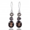 Smoky Meteorite Prasiolite Sterling Silver long earrings for women