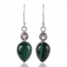 green stone earrings Malachite Prasiolite Gemstone Drop Dangle Silver