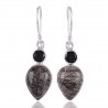 Rutilated Quartz Rutile Black Onyx Silver Earring Black Stone Earring