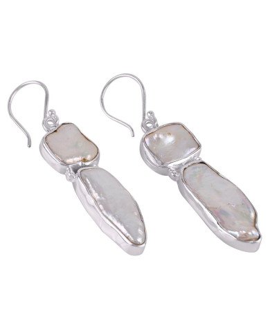 Natural Pearl And Biwa Pearl Gemstone 925 Sterling Silver Earring| Jewels Artisan