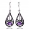 Amethyst and Oxidized Silver Earring long earrings for women