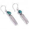 natural stone earrings Turquoise Biwa Pearl Solid Silver Earring