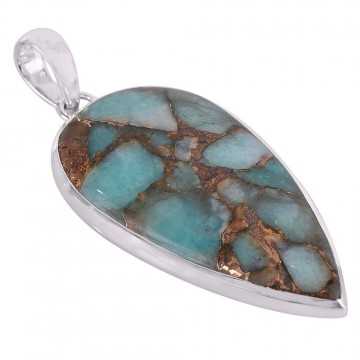 Amazonite Copper Turquoise 925 silver locket Gemstone Pendant