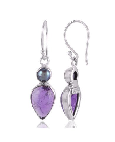 Pearl Drop Dangle Earring Sterling Silver amethyst earrings