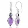 Pearl Drop Dangle Earring Sterling Silver amethyst earrings