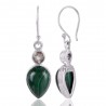 green stone earrings Malachite Prasiolite Gemstone Drop Dangle Silver