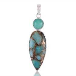 Amazonite and Amaznite Copper Turquoise Silver lockets for women