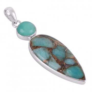 Amazonite and Amaznite Copper Turquoise Silver lockets for women