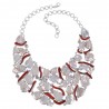 Bamboo Corol Natural Baroque Pearl Solid Silver Bib Necklace