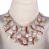 Bamboo Corol Natural Baroque Pearl Solid Silver Bib Necklace