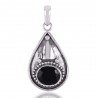 Black Onyx and Oxidized Silver Dangle Black Pendant Necklace