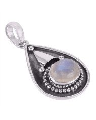 Rainbow Moonstone Cool Pendant Sterling Silver Necklace