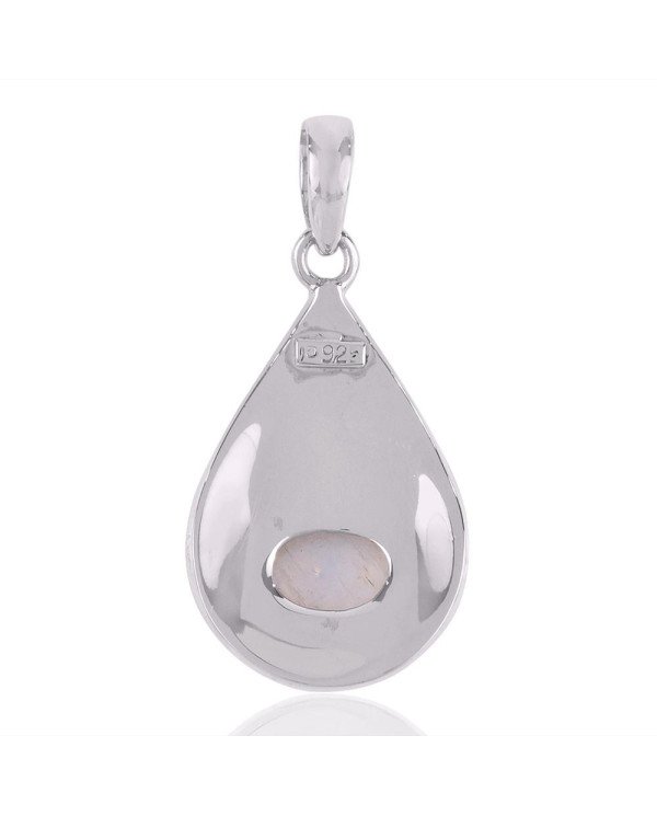 Rainbow Moonstone Cool Pendant Sterling Silver Necklace
