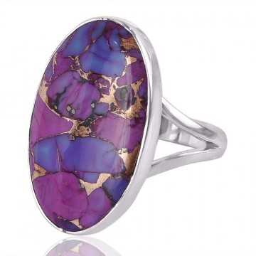 Purple Copper Turquoise Gemstone 925 Solid Sterling Silver Ring