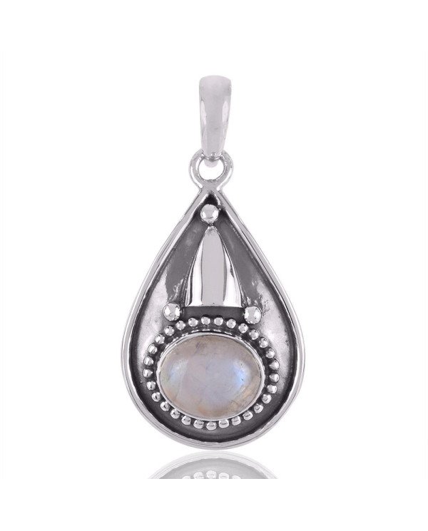Rainbow Moonstone Cool Pendant Sterling Silver Necklace