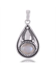 Rainbow Moonstone Cool Pendant Sterling Silver Necklace
