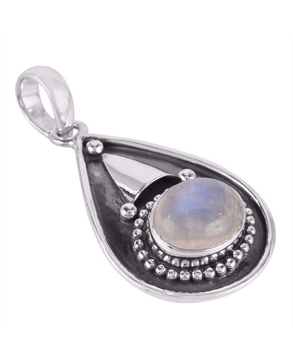 Rainbow Moonstone Cool Pendant Sterling Silver Necklace