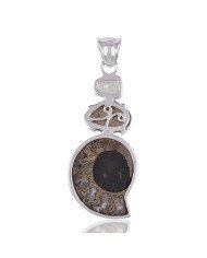 Pyrite Ammonite and Prasiolite Silver Artisan Pendant Locket