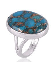 Blue Copper Turquoise Gemstone 925 Solid Sterling Silver Ring