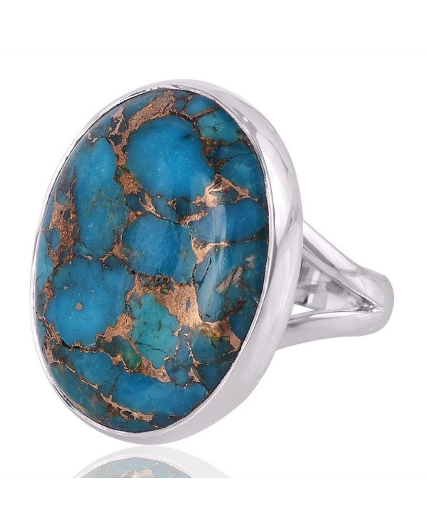 Blue Copper Turquoise Gemstone 925 Solid Sterling Silver Ring
