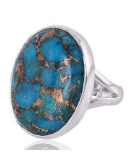 Blue Copper Turquoise Gemstone 925 Solid Sterling Silver Ring