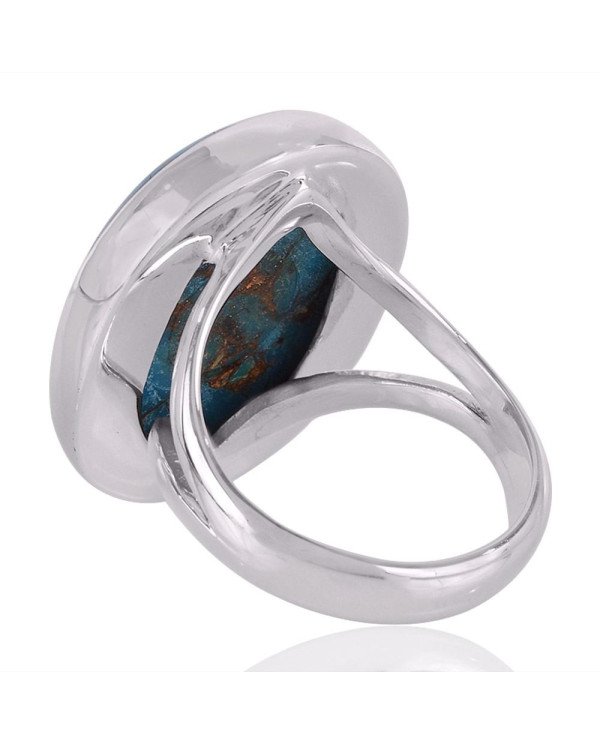 Blue Copper Turquoise Gemstone 925 Solid Sterling Silver Ring