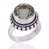 Green Amethyst Prasiolite Gemstone Sterling Silver Solitaire Ring