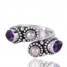 Amethyst and Pearl Gemstone Designer Sterling Silver Open Ring