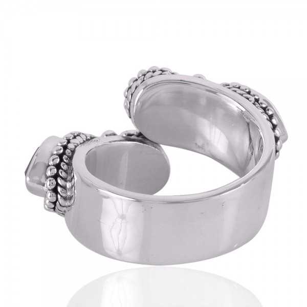 Amethyst and Pearl Gemstone Designer Sterling Silver Open Ring