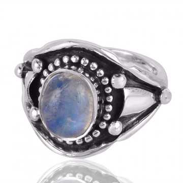 Rainbow Moonstone Gemstone 925 Solid Sterling Silver Everyday Ring