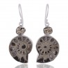 Russian Pyrite Ammonite and Pyrite Silver Dangle Earring